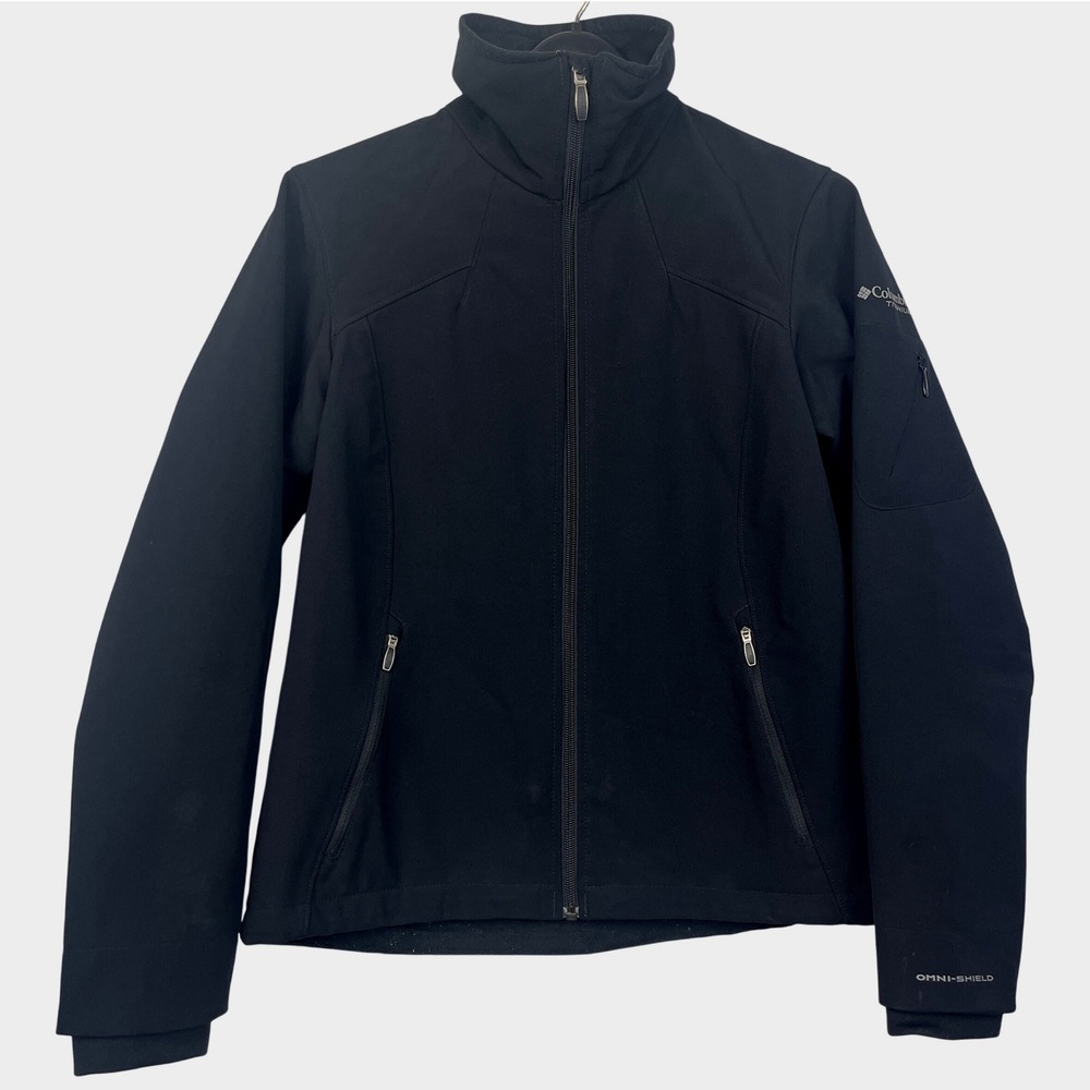 Columbia Titanium Omni Shield Womens M Softshell Jacket Black Mock Neck Full Zip